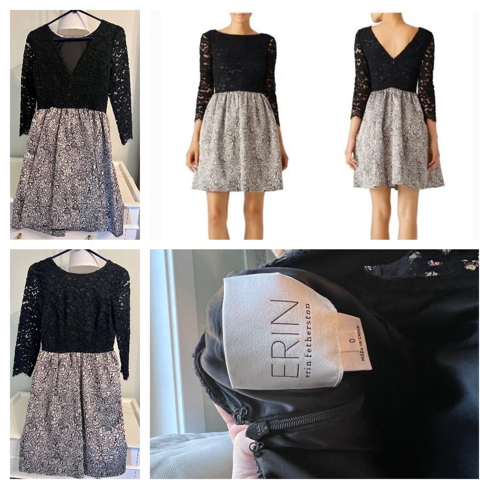 Erin Fetherston  black lace and gold dress, EUC, size 0